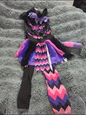 Spirit Purple and Pink Zigzag Girls' Halloween Sassy Cat Costume